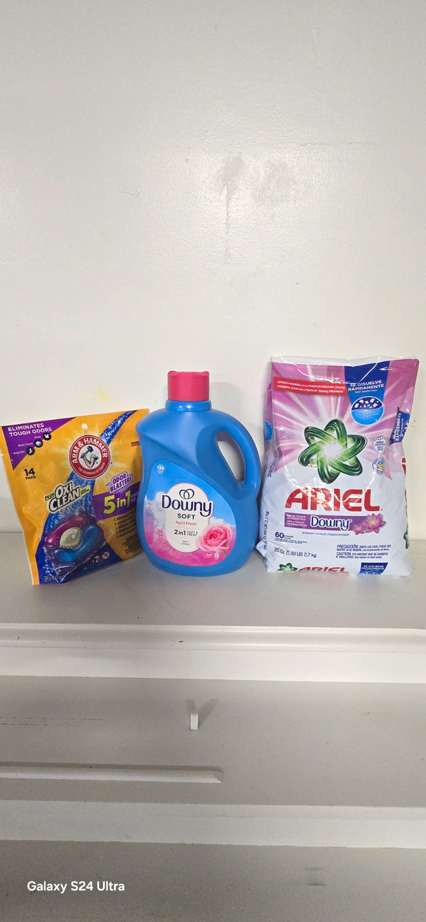 Laundry Care Bundle: Arm & Hammer Pods, Downy Soft, & Ariel Powder